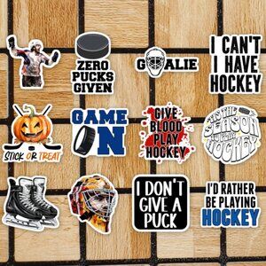 Cool Hockey Sticker Pack of 12 Vinyl Stickers Waterproof Die Cut Sticker Set